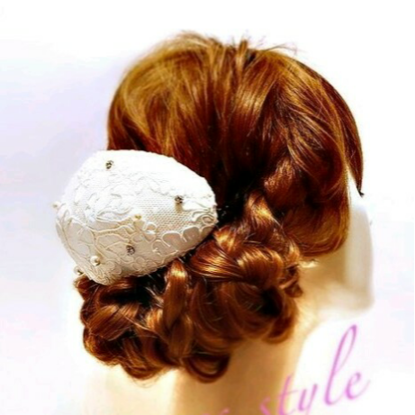 大聖堂に映える シルク ボンネ “カテドラル” ビジュー.パール.レース.髪飾り.ウェディング.ヘッドドレス No.54