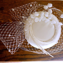 イタリア製シルク100% トーク帽 クラシカル＋コットンスズラン ヘッドドレス ウェディング トークハット No.50b 7枚目の画像