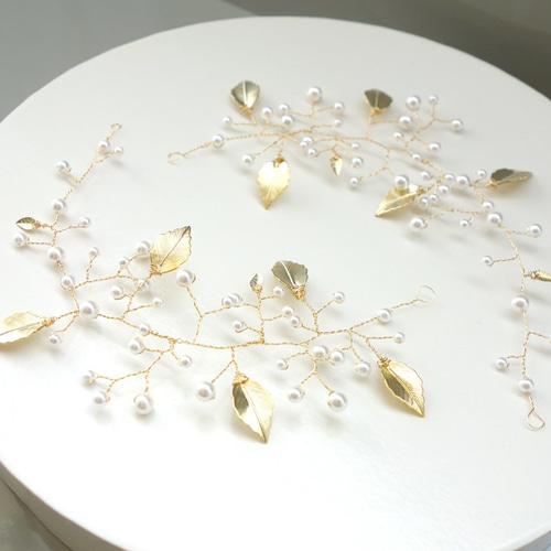金色の葉 小枝アクセサリー ゴールド ヘッドドレス カチューシャ