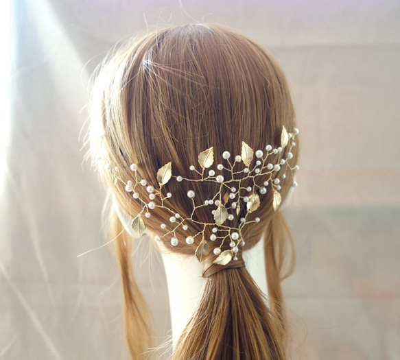 金色の葉 小枝アクセサリー ゴールド ヘッドドレス カチューシャ ヘッドピース ヘッドパーツ ヘアアクセサリー66 3枚目の画像