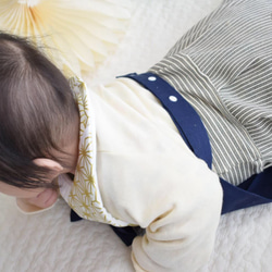 初節句・お食い初め・出産祝いに＊袴風スタイ【金波①】 2枚目の画像