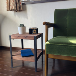 インダストリアル ウッド × アイアン サイドテーブル WOOD 脚付き インダストリアル ウッド × アイアン サイドテーブル WOOD 脚