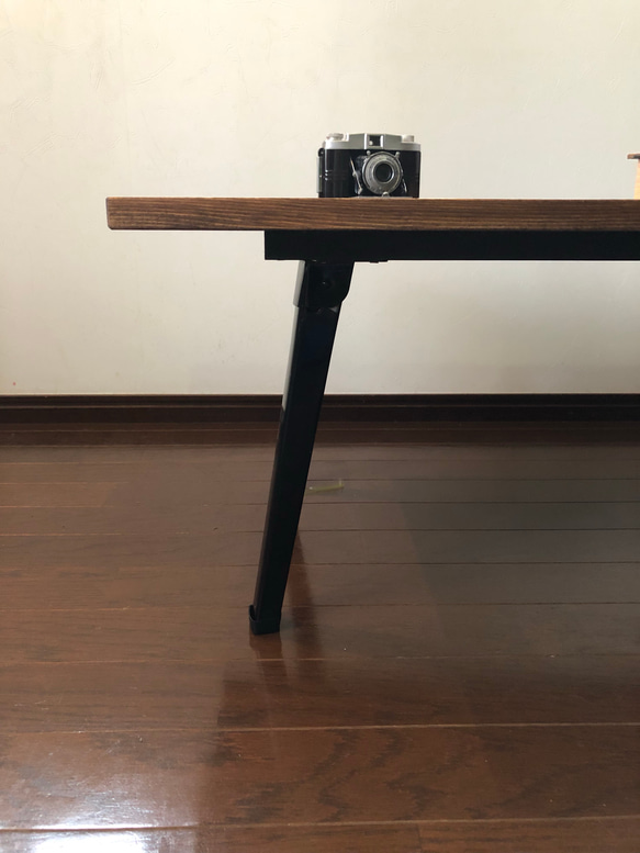 ローテーブル ブラックベースがカッコいい  折りたたみテーブル・ブライワックス仕上げ 3枚目の画像
