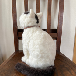 羊毛フェルト　猫　白猫　黒縁　羊毛　 4枚目の画像