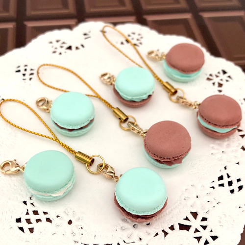 チョコミントマカロン❤︎ストラップ/チャーム キーホルダー