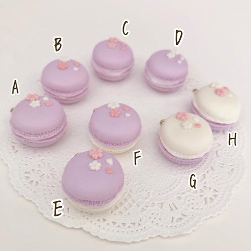 パープルさくら和マカロン❤︎イヤリング/ピアス両耳 イヤリング