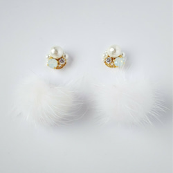 〈ホワイト〉秋冬♪ふわふわ♪ミンクファービジュー-white mink fur bijou- 3枚目の画像