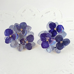 紫陽花ブーケピアス-navy×royalblue Bouquet hydrangea-【ネイビー×ロイヤルブルー】 2枚目の画像