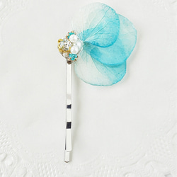 空色 紫陽花のヘアピン-skyblue flower hairpin-【スカイブルー】 5枚目の画像