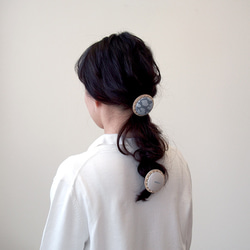 CIRCLE HAIR BARRETTE【S size】 ~ ivory × riverstone 第5張的照片
