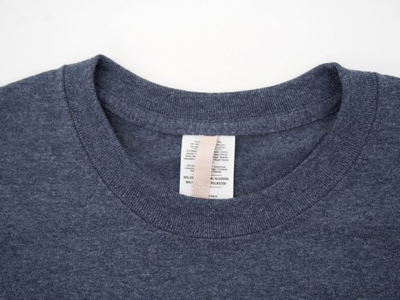 バックプリントと手刺繍のマンハッタンカットT-shirt < heather navy >【 受注生産 】 7枚目の画像