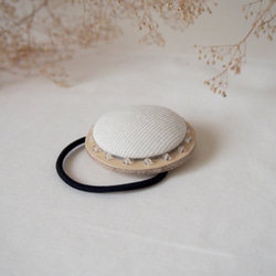 ▼K様別注品▼CIRCLE HAIR ELASTIC ~ bamboo white × crystal 1枚目の画像