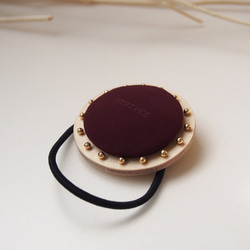 【S】CIRCLE HAIR ELASTIC ~ matte burgundy × gold beads【 受注生産 】 4枚目の画像