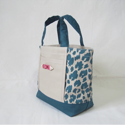 LEOPARD tote bag s /  light gray × blue green 2枚目の画像