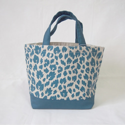 LEOPARD tote bag s /  light gray × blue green 5枚目の画像