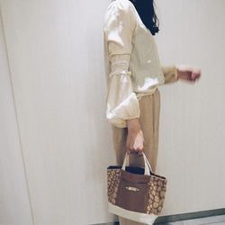 LEOPARD tote bag s/  camel × off-white 1枚目の画像