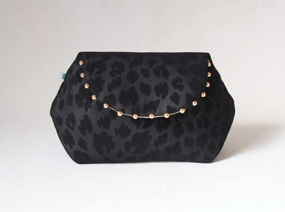 LEOPARD CLUTCH POUCH/  black【 受注生産 】 1枚目の画像