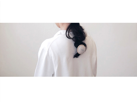 【S】CIRCLE HAIR ELASTIC ~ bamboo white × riverstone【 受注生産 】 6枚目の画像