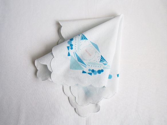 japan handkerchief ~ blue ~【文字入れ可・受注生産】 1枚目の画像