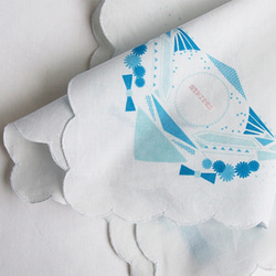 japan handkerchief ~ blue ~【文字入れ可・受注生産】 2枚目の画像