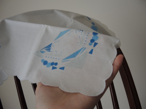 japan handkerchief ~ blue ~【文字入れ可・受注生産】 6枚目の画像