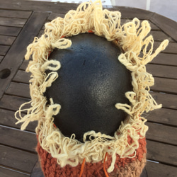 手紡ぎ糸のリバーシブル・カグールキャップ（brown ) 3枚目の画像