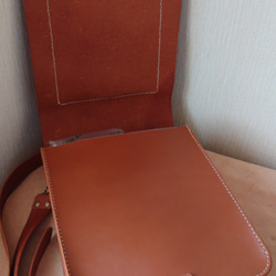 本革手縫い ショルダーバッグ(フラップポケット茶) 4枚目の画像