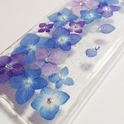 【新作】押し花スマホケース 流れる紫陽花 iPhoneの方 2枚目の画像