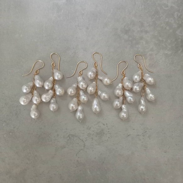 即納送料無料14kgf*Baroque Pearls chandelier earrings / pierced 6枚目の画像