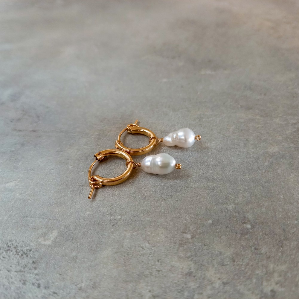 送料無料14kgf*Baroque Pearls hoop earrings / pierced earrings