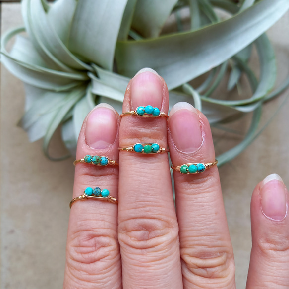 送料無料14kgf Natural Turquoise ring 4~17号 1枚目の画像