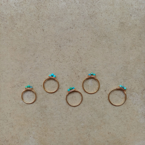 送料無料14kgf Natural Turquoise ring 4~17号 4枚目の画像