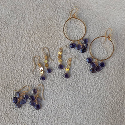 送料無料14kgf*iolite disk chain pierced earring 6枚目の画像