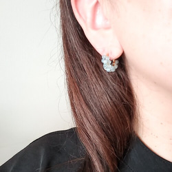 即納/送料無料14kgf Aquamarine pave pierced earrings / earrings 3枚目の画像