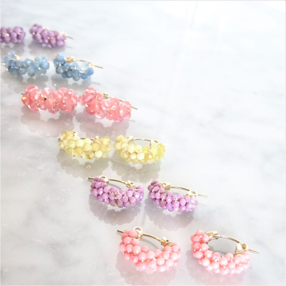 送料無料14kgfn Cherry Quartz wrapped hoop earring/pierced earri 6枚目の画像