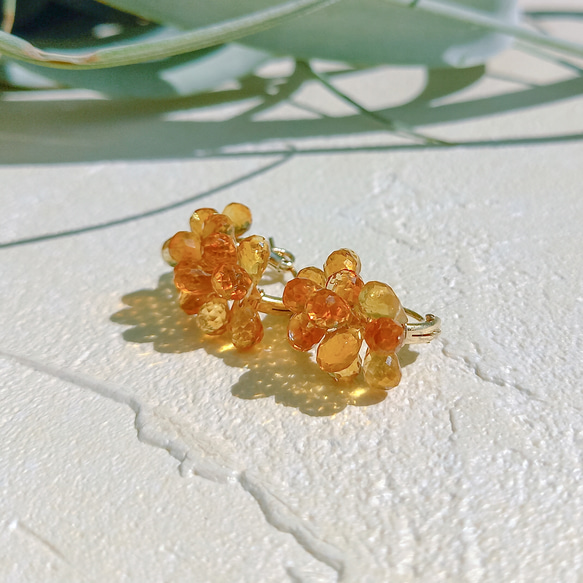 包郵 14Kgf 黃水晶含羞草包裹圈形耳環桂花* 第4張的照片