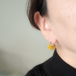 包郵 14Kgf 黃水晶含羞草包裹圈形耳環桂花* 第2張的照片