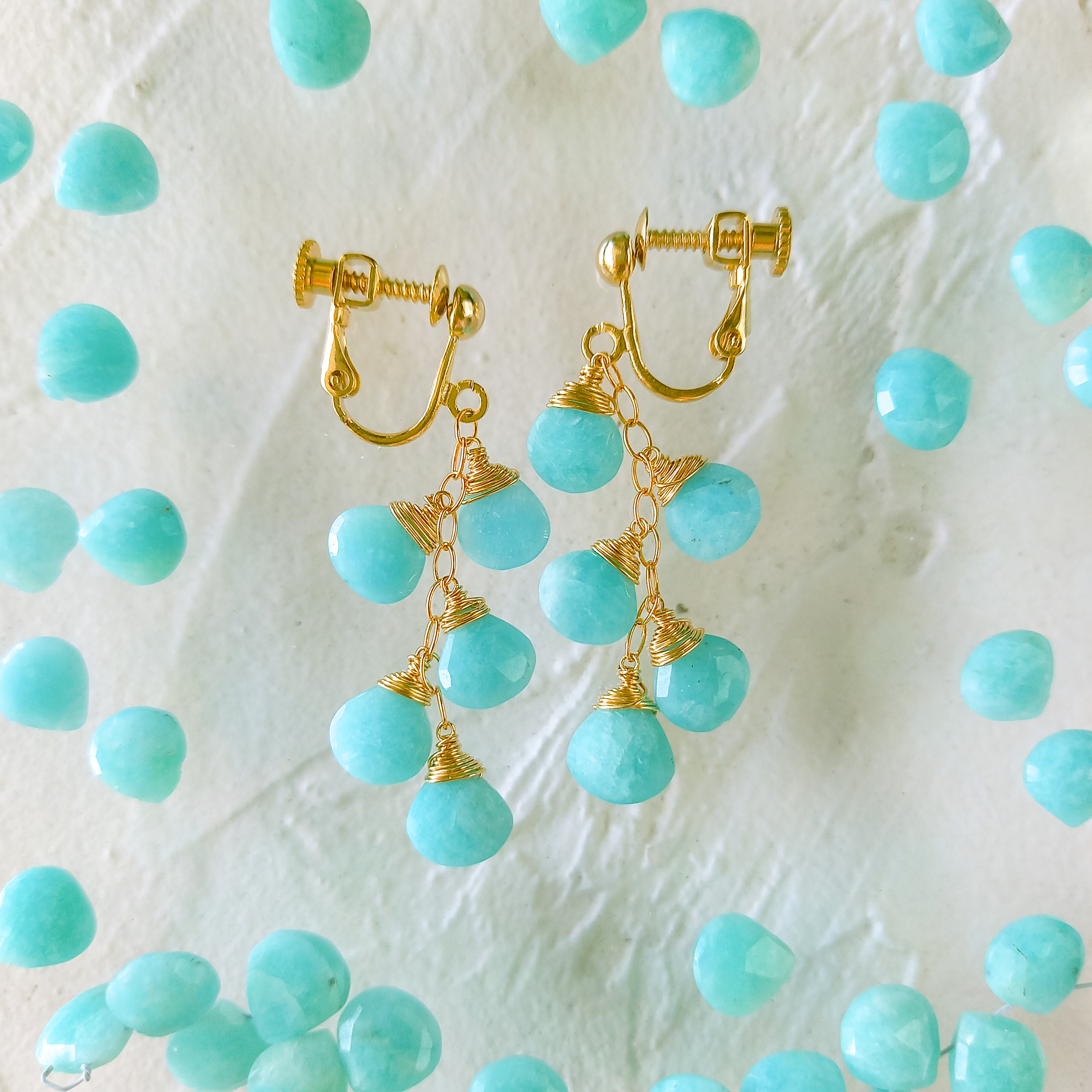 即納送料無料14kgf Amazonite earrings / pierced earrings