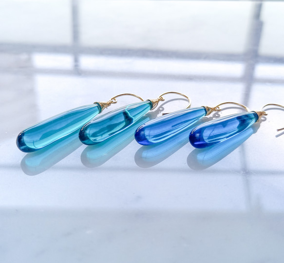 送料無料14kgf Quartz drop pierced earring / earring EGRN 3枚目の画像