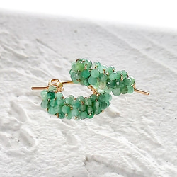即納/送料無料14kgf Emerald pavé pierced earrings / earrings 1枚目の画像