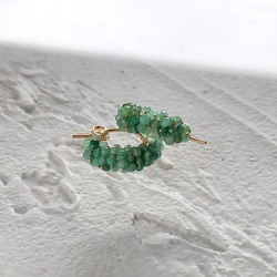 即納/送料無料14kgf Emerald pavé pierced earrings / earrings 5枚目の画像