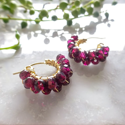 即納/送料無料14kgf*AAA Garnet wrapped earrings 2枚目の画像