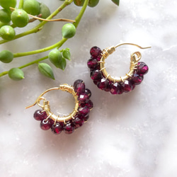 即納/送料無料14kgf*AAA Garnet wrapped earrings 6枚目の画像