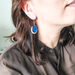 選べる送料無料14kgf Royal Blue x Beige Tagua Nuts earringsタグア 4枚目の画像