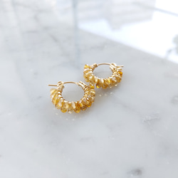 免費送貨 14kgf Citrine W wrapped hoop 無環耳環 第6張的照片