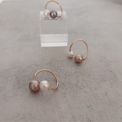 14kgf W Pearls ear cuffs natural color / 1piece 6枚目の画像