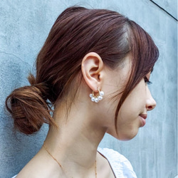 即納送料込14kgf*big Pearls wrapped pierced earrings / earrings 2枚目の画像