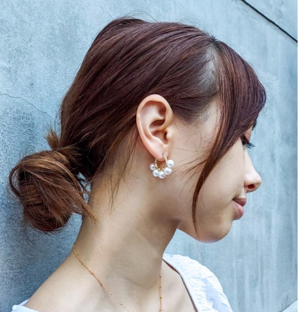 即納送料込14kgf*big Pearls wrapped pierced earrings / earrings 2枚目の画像