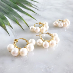 即納送料込14kgf*big Pearls wrapped pierced earrings / earrings 3枚目の画像