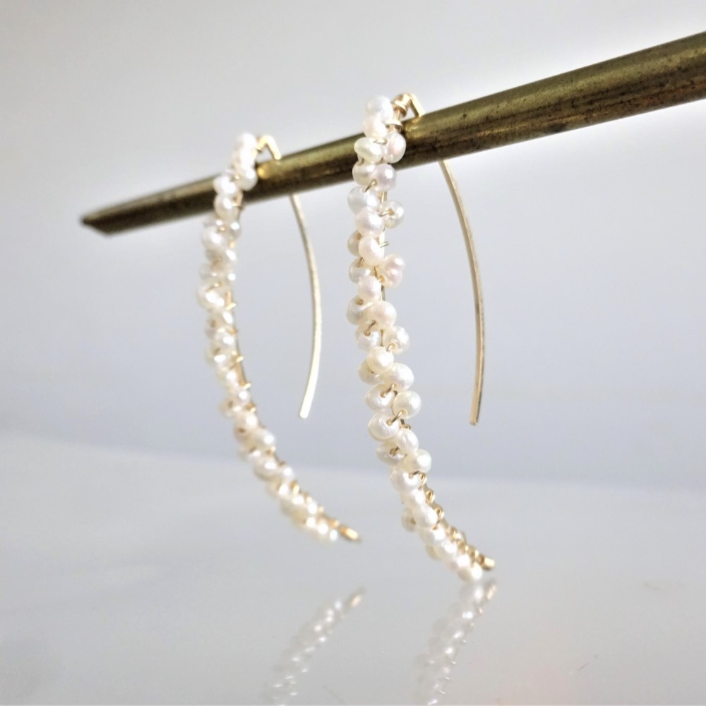 即納/送料無料14kgf freshwater Pearl bubble wrapped marquis pierced